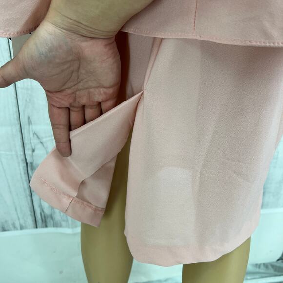 American VINTAGE L.L. Martin US 12 Petite 80s Pink Workwear Overlay Dress - Picture 9 of 14